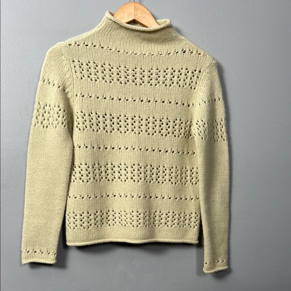 Vintage Knitting Needles Lambswool Angora Light Yellow Sweater size small